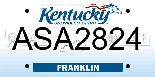 ASA2824 Kentucky License Plate