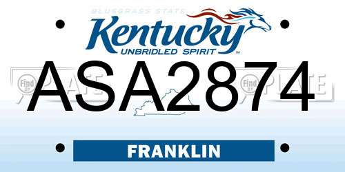 ASA2874 Kentucky License Plate