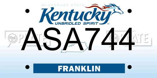 ASA744 Kentucky License Plate
