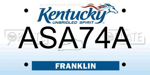 ASA74A Kentucky License Plate
