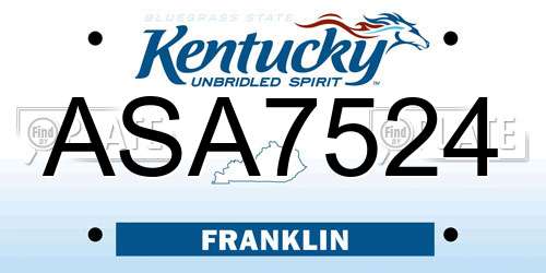 ASA7524 Kentucky License Plate