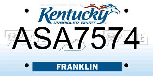 ASA7574 Kentucky License Plate