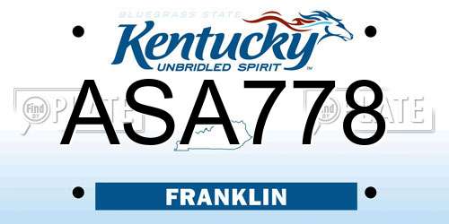 ASA778 Kentucky License Plate
