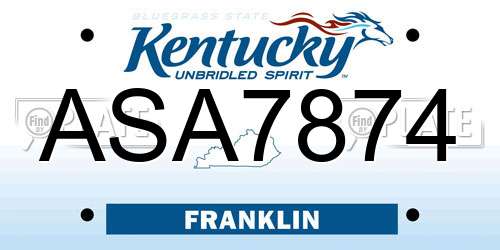 ASA7874 Kentucky License Plate