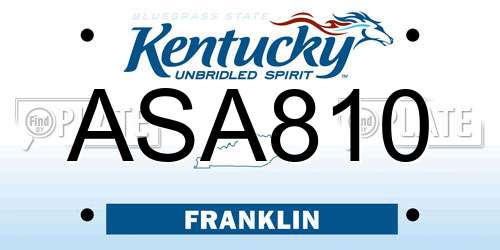ASA810 Kentucky License Plate