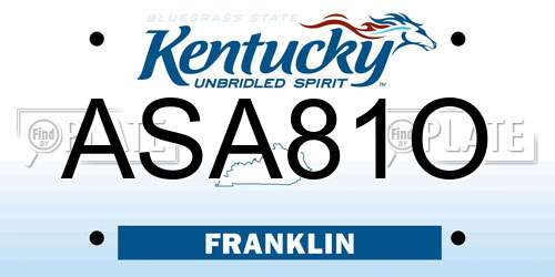 ASA81O Kentucky License Plate