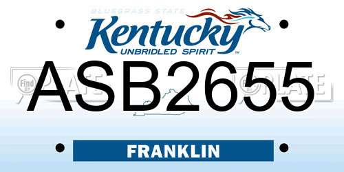 ASB2655 Kentucky License Plate