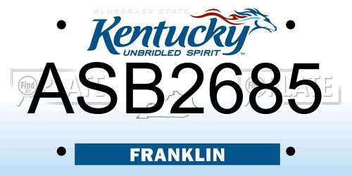 ASB2685 Kentucky License Plate