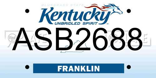ASB2688 Kentucky License Plate