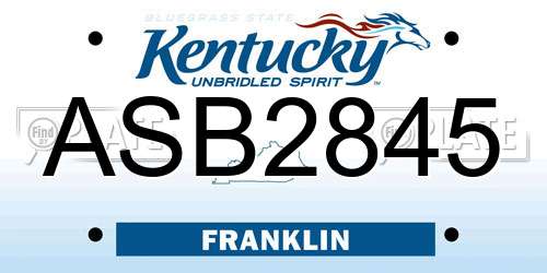 ASB2845 Kentucky License Plate