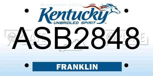 ASB2848 Kentucky License Plate