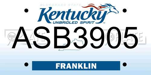 ASB3905 Kentucky License Plate