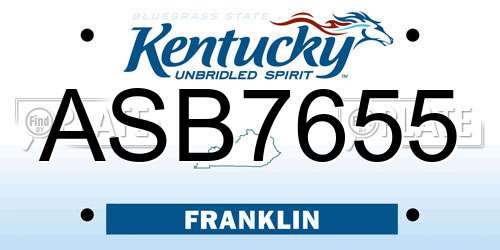 ASB7655 Kentucky License Plate