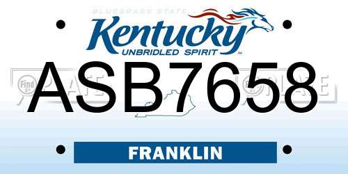 ASB7658 Kentucky License Plate