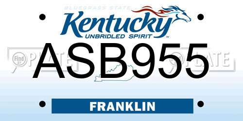 ASB955 Kentucky License Plate