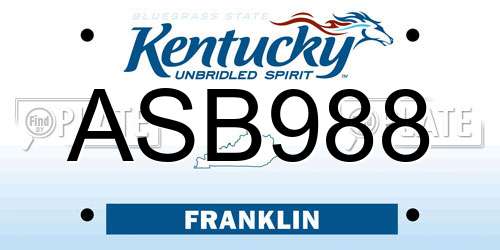 ASB988 Kentucky License Plate
