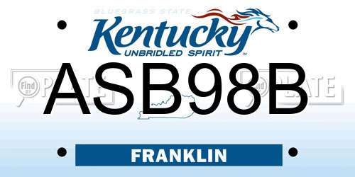 ASB98B Kentucky License Plate