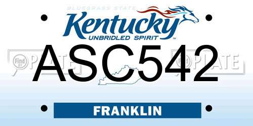 ASC542 Kentucky License Plate