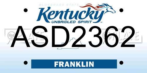 ASD2362 Kentucky License Plate