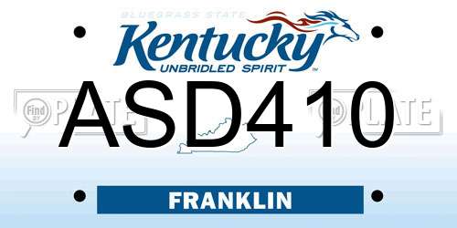 ASD410 Kentucky License Plate