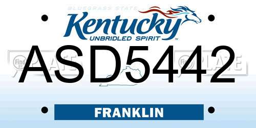 ASD5442 Kentucky License Plate