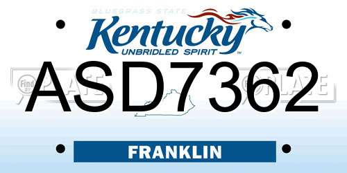 ASD7362 Kentucky License Plate