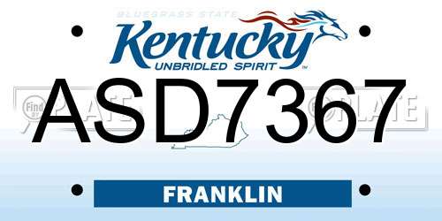 ASD7367 Kentucky License Plate