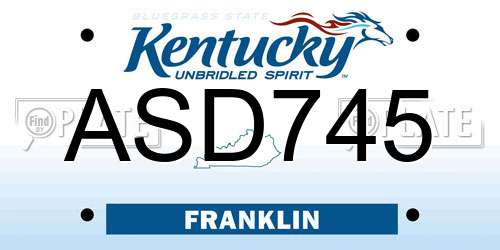 ASD745 Kentucky License Plate