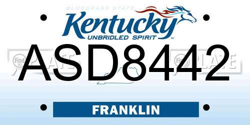 ASD8442 Kentucky License Plate