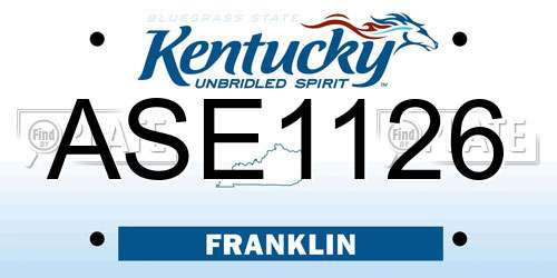 ASE1126 Kentucky License Plate