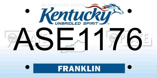 ASE1176 Kentucky License Plate
