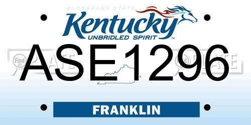 ASE1296 Kentucky License Plate