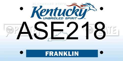 ASE218 Kentucky License Plate