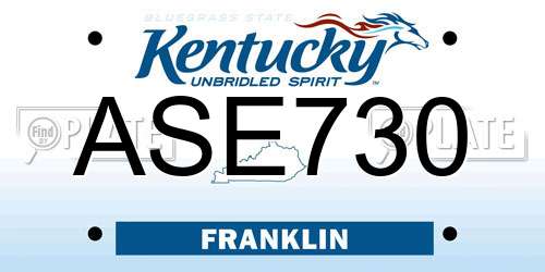 ASE730 Kentucky License Plate