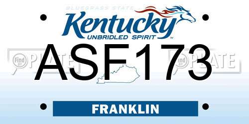 ASF173 Kentucky License Plate