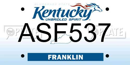 ASF537 Kentucky License Plate