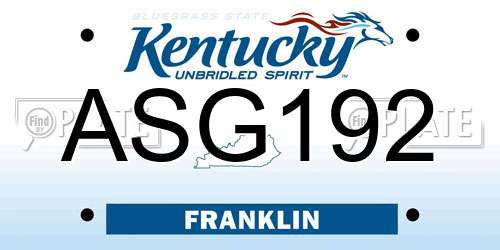 ASG192 Kentucky License Plate