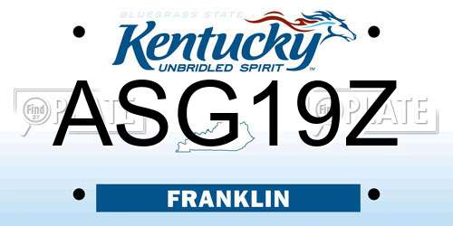 ASG19Z Kentucky License Plate