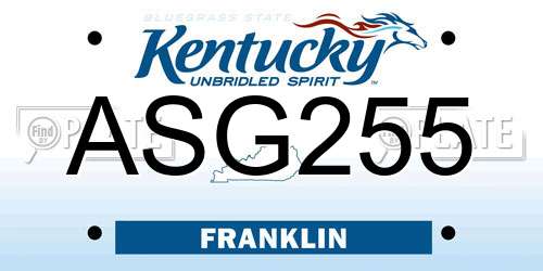 ASG255 Kentucky License Plate