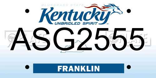 ASG2555 Kentucky License Plate