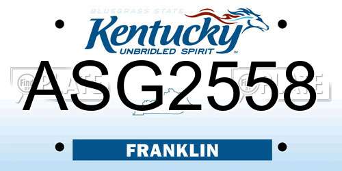 ASG2558 Kentucky License Plate