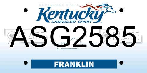 ASG2585 Kentucky License Plate