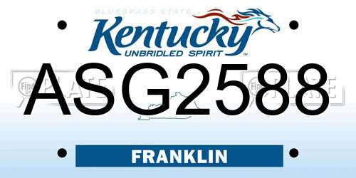 ASG2588 Kentucky License Plate
