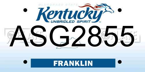 ASG2855 Kentucky License Plate