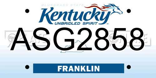 ASG2858 Kentucky License Plate