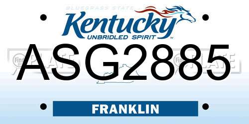 ASG2885 Kentucky License Plate