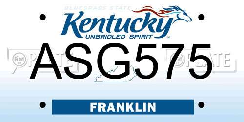 ASG575 Kentucky License Plate