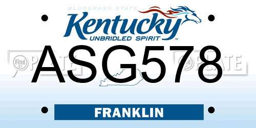 ASG578 Kentucky License Plate