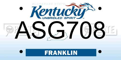 ASG708 Kentucky License Plate