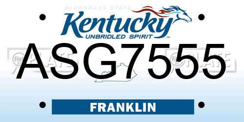 ASG7555 Kentucky License Plate